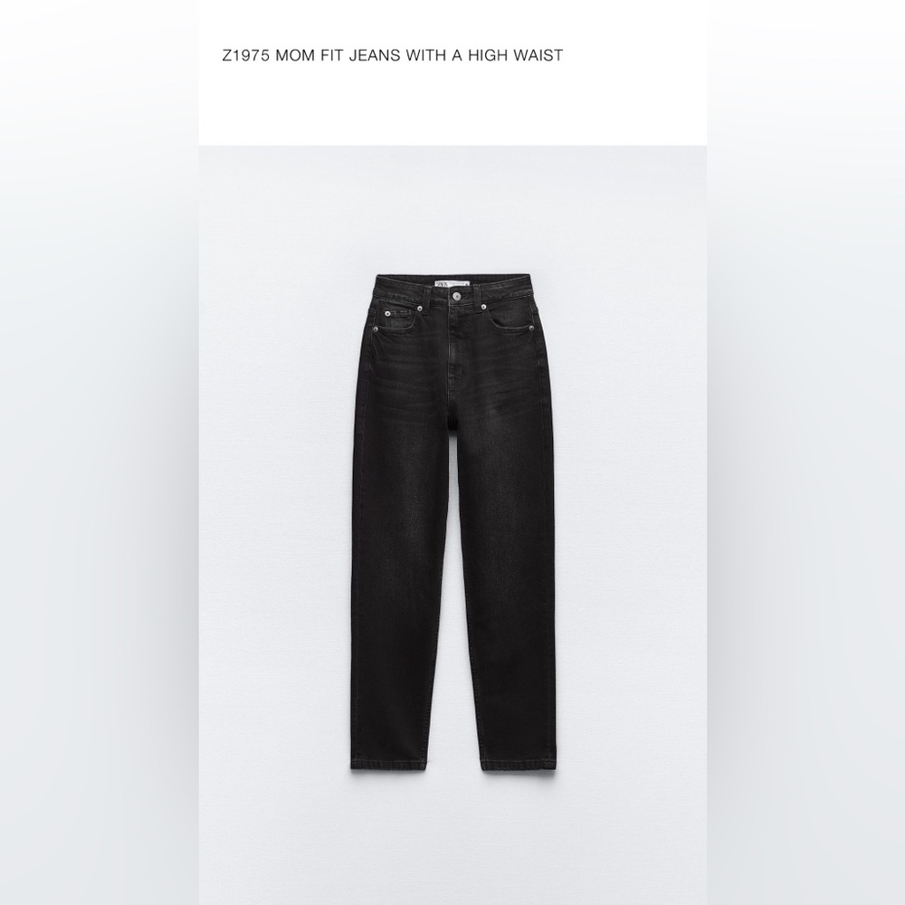 NWOT Zara High Rise Mom Jeans Black Size 2 - Picture 2 of 7